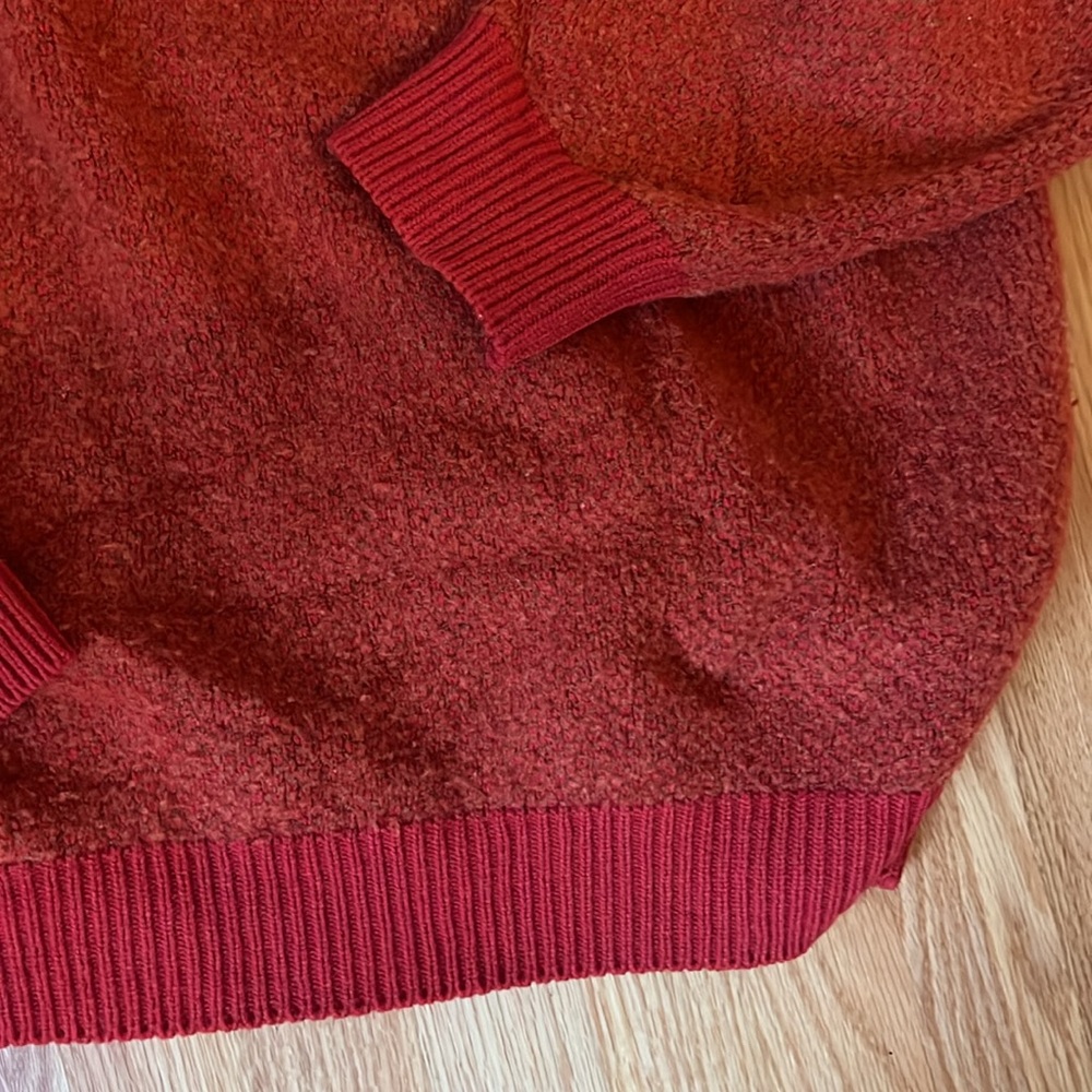 Made in Italy Wool Cashmere Blend Quarter Zip Sweater Long Sleeve Burnt Orange - Picture 3 of 5